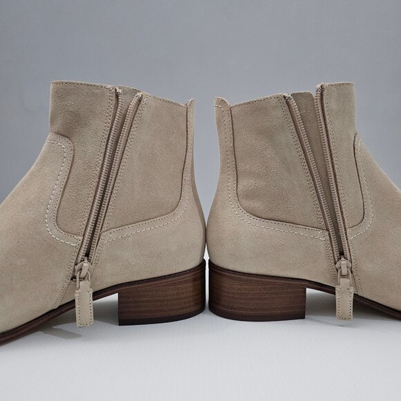 Cole Haan Naia Ankle Bootie Womens 9 Light Beige Suede Western Cowgirl NEW - Picture 4 of 14